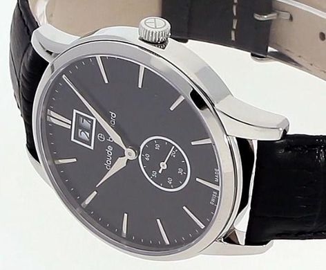 Часы наручные мужские Claude Bernard 64005 3 NIN3, кварц, малая секундная стрелка, черный фактурный ремешок