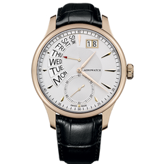 Годинники наручні чоловічі Aerowatch 46982 RO02 кварцові, з датою і днем тижня, чорний шкіряний ремінець