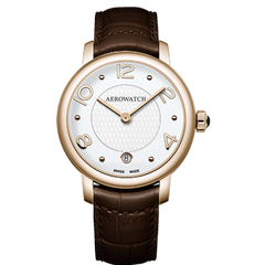 Часы наручные женские Aerowatch 42938 RO17, кварц, покрытие PVD (розовая позолота), коричневый ремешок