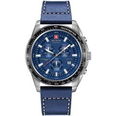 Часы наручные мужские Swiss Military-Hanowa 06-4225.04.003 кварцевые, синий ремешок из кожи, Швейцария