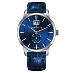 Часы наручные мужские Claude Bernard 64005 3 BUIN3, кварц, малая секундная стрелка, синий фактурный ремешок