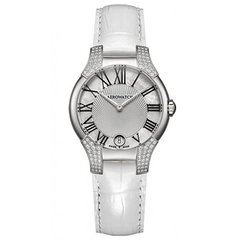 Часы наручные женские Aerowatch 06964 AA03 96DIA кварцевые, 96 бриллиантов, кожаный белый ремешок