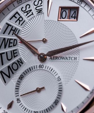 Часы наручные мужские Aerowatch 46982 RO02 кварцевые, с датой и днем недели, черный кожаный ремешок