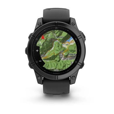 Смарт-годинник Garmin Fenix E &ndash; 47 мм, AMOLED, сланцево-сірий сталевий корпус з чорним силіконовим ремінцем