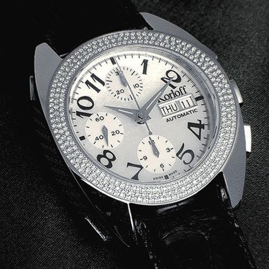 Часы наручные женские Korloff K21/372, механический хронограф с автоподзаводом, бриллианты на безеле