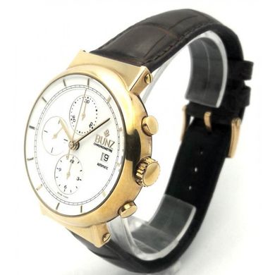 Часы наручные мужские Bunz 67014401, механический хронограф, розовое золото, ремешок из кожи аллигатора
