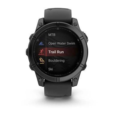 Смарт-годинник Garmin Fenix E &ndash; 47 мм, AMOLED, сланцево-сірий сталевий корпус з чорним силіконовим ремінцем