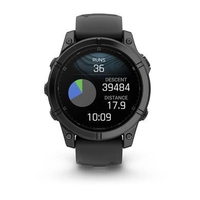 Смарт-годинник Garmin Fenix E &ndash; 47 мм, AMOLED, сланцево-сірий сталевий корпус з чорним силіконовим ремінцем