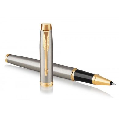 Ручка-ролер Parker IM 17 Brushed Metal GT RB 22 222 сріблястого кольору з позолотою