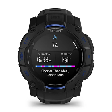 Смарт-годинник Garmin Instinct 3 (50 мм) AMOLED чорний із чорно-синім ремінцем