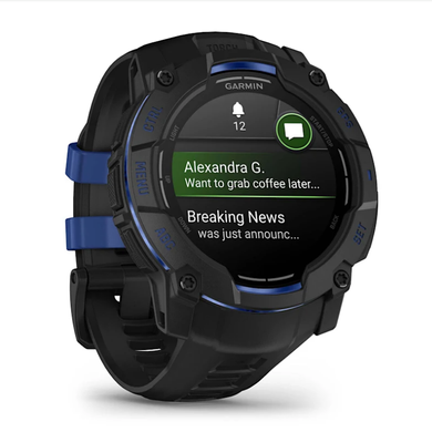 Смарт-годинник Garmin Instinct 3 (50 мм) AMOLED чорний із чорно-синім ремінцем