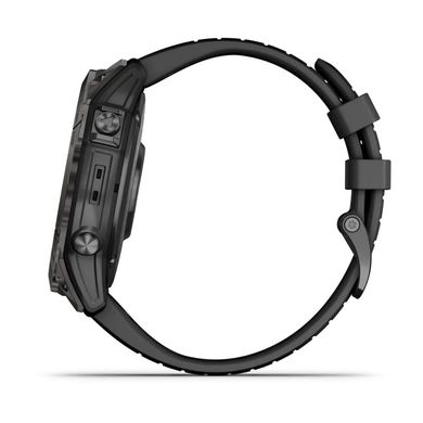 Смарт-часы Garmin Fenix 7X Pro - Sapphire Solar Edition - темно-серый титан DLC Carbon с черным ремешком