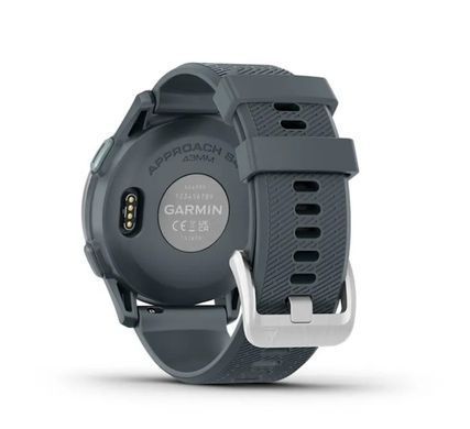 Смарт-годинник Garmin Approach S44 зі сріблястим алюмінієвим безелем і силіконовим ремінцем сутінкового кольору